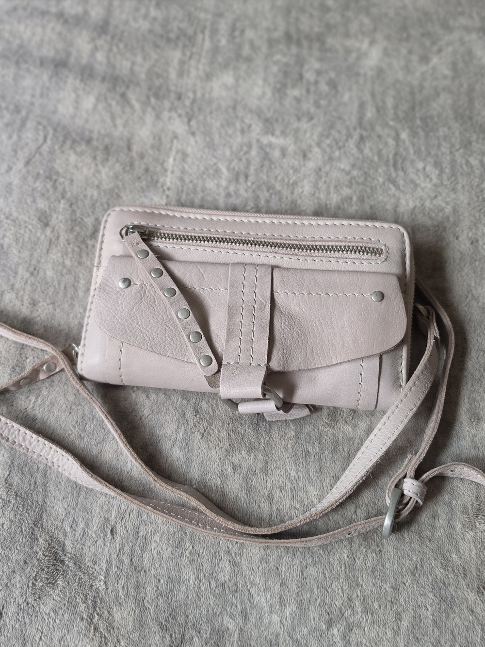 We The Free Perri Leather Crossbody Bag by Free People in the "Pearl" colorway